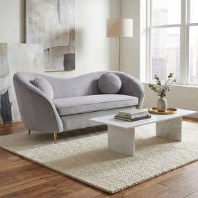 Canapea de design cu 2 locuri, ţesătură Velvet gri/gold crom auriu, EZIO TYP 2