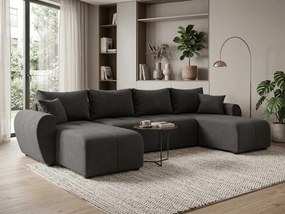 Coltar extensibil in forma de U SEVIO, gri inchis, 311x145 cm + 2 perne GRATUIT