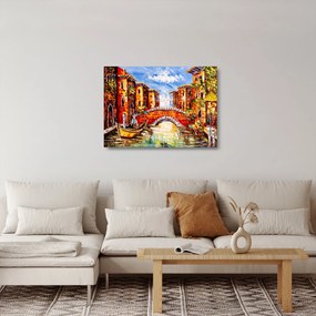Tablou pe sticlă - Pictură în ulei a orașului III. (70x50 cm)