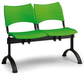 Bancă plastic VISIO, 2 locuri - picioare negre, negru