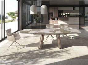 Masa extensibila design LUX Porcelain Marble 180-260cm
