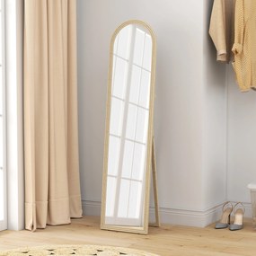 Oglindă HOMCOM de Podea și de Perete cu Suport, efect de Piatră, 40x160cm, Bej. | Aosom Romania