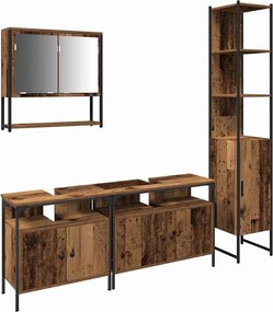 vidaXL Set de mobilier pentru baie 4 pcs Lemn Vechi Lemn compozit