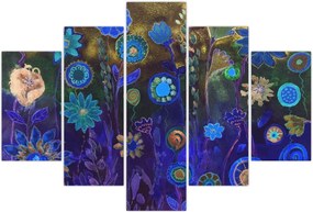 Tablou - Flori albastru închis (150x105 cm)