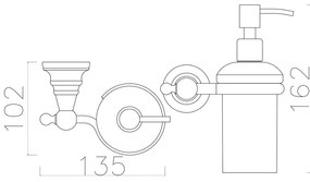 Dozator de săpun de perete din alamă și sticlă Sapho Diamond, 200 ml