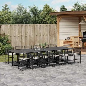 vidaXL Set mobilier de grădină cu perne, 13 piese, negru, poliratan