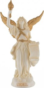 Mini statueta Arhanghelul Uriel, finisaj alb marmura si auriu, 11 cm