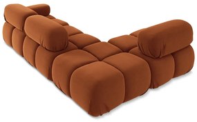 Colțar modular portocaliu cu tapițerie din catifea (cu colț pe partea stângă) Lokua – Makamii