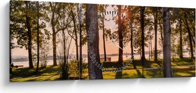 Tablou cu pomi lângă lac (cu ceas) (90x30 cm)