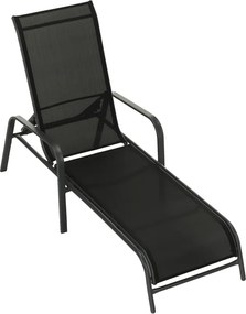 Stivuibil şezlong de grădină reglabil, negru/gri, ATREO