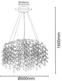 Lustră de cristal pe cablu 9xG9/40W/230V auriu