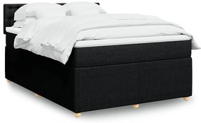 vidaXL Pat box spring cu saltea, negru, 140x190 cm, textil