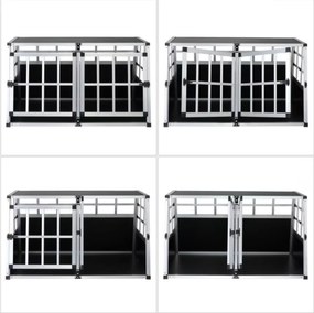 Cușcă de transport pentru câini BRUNO, 89x70x51cm, argintiu/negru Cadoca