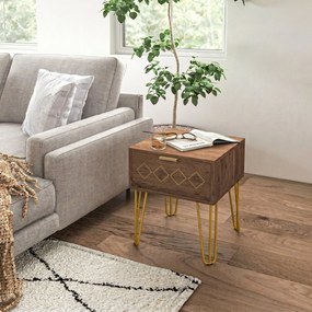 HOMCOM Noptiere Moderne Set 2 Bucati din PAL si Otel cu Sertar, 39.5x41x49 cm, Maro | Aosom Romania