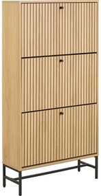 Pantofar în culoare naturală cu deschidere înclinată cu aspect de lemn de stejar 72x140x25 cm Albany – Actona