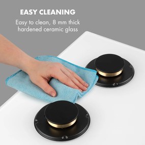 Goldflame 4, plită pe gaz, 4 arzătoare, arzătoare din alamă, sticlă ceramică