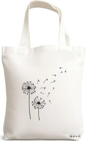 Sacosa de Panza pentru Cumparaturi, Geanta Tote, model Papadie Minimalisa, 38x34.5 cm, Alba, BEKZ®