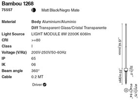 Tarus LED modern iluminat exterior IP65 BAMBOU 100cm