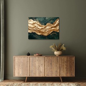 Tablou - Abstracție verde cu auriu II. (70x50 cm)