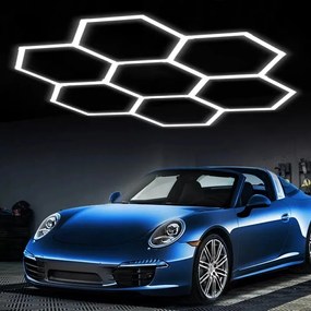 Panou LED HoneyComb, 7 Hexagoane, Lumină Rece 6500K, 240W