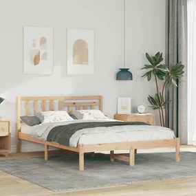 vidaXL Cadru de pat cu headboard Maro 120 x 200 cm Lemn de brad solid