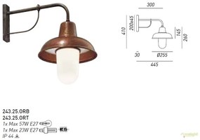 Aplica de perete cu protectie IP44, fabricata manual, diam.25,5cm, Contrada 243.25.OR