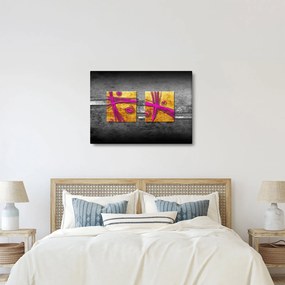 Tablou - Pătratr colorate pe fond negru (70x50 cm)