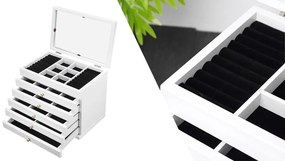 Cutie de bijuterii cu 6 compartimente, alb