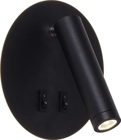 Zuma Line W4107-BK-LED Aplica spot de perete CIRCA, LED 5,5 W/230 V + LED 2,5 W, negru