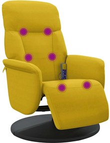 vidaXL Fotoliu de masaj rabatabil cu taburet, galben, catifea