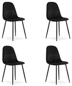 Set 4 Scaune Bucatarie/Dining Askora Catifea Negru