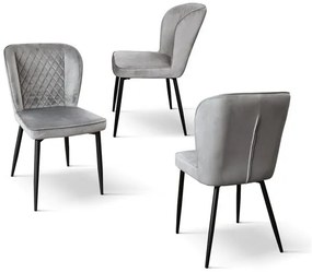 PAZZO DESIGN Set de 4 scaune Simona din catifea gri cu picioare metalice | Aosom Romania