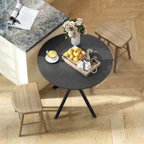 HOMCOM Masă rotundă de bucătărie, 80 cm, blat compact, placă aglomerată, metal, Negru | Aosom Romania