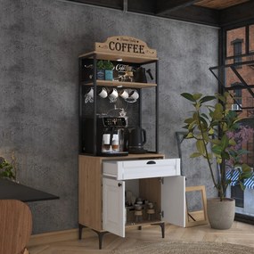 Dulap multifunctional, Hanah Home, JE157, 70x186.4x40 cm, Nuc/Alb