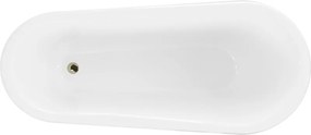 Mexen Retro cadă de sine stătătoare 170 x 75 cm, albă, picioare aurii - 53251707500-50