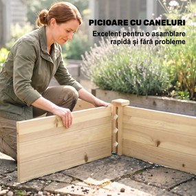 Outsunny Pat Ridicat pentru Cultivat Legume, Lada din Lemn de Brad cu Fund Deschis și Compartimente, 76x30x155 cm, Alb | Aosom Romania