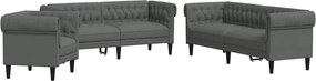 vidaXL Canapea pentru living 3 pcs Gri închis țesătură