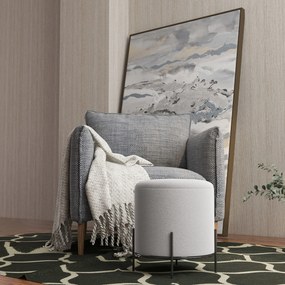 HOMCOM Pouf taburet pouf suport pentru picioare din catifea cu picioare din oțel pentru salon dormitor Ø 35 x 38 cm gri deschis | Aosom Romania