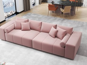 Canapea extensibilă dumonde cu ladă de depozitare si sezut confortabil din spuma high-density, Marbela Royal Roz XXL 295x100 cm