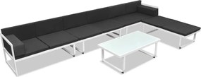 vidaXL Set mobilier grădină, 5 piese, negru, textilenă și aluminiu