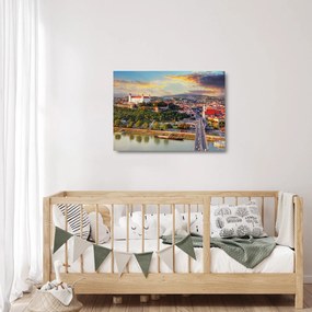 Tablou pe sticlă - Panorama bratislavei, Slovacia (70x50 cm)