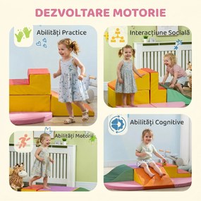 HOMCOM Set de Joacă pentru Copii 1-3 Ani cu 6 Piese de Construcție, 150x100x24 cm, Multicolor | Aosom Romania