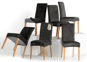 Restilo Husă pentru scaun Sento gri închis, 48 x48 x 58 + 10 cm, set de 6 bucăți