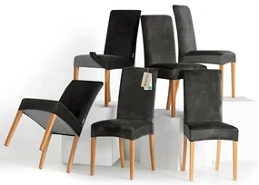 Restilo Husă pentru scaun Sento gri închis, 48 x48 x 58 + 10 cm, set de 6 bucăți