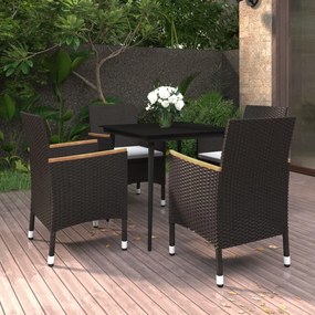 3099782 vidaXL Set mobilier de grădină cu perne 5 piese poliratan & sticlă