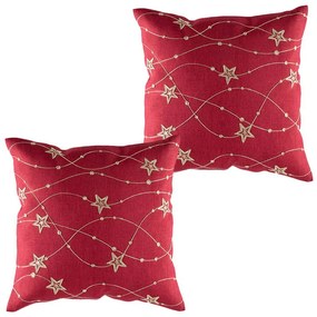 Set 2 fețe pernuțe cu broderie Stele, 40 x 40 cm