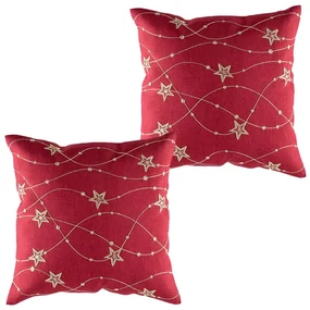 Set 2 feţe pernuţe cu broderie Stele, 40 x 40 cm