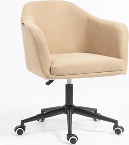 HR832K Scaun Catifea Reiată Premium culoare Bej Ghimbir cu Bază Neagră