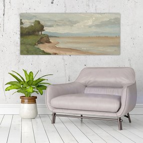 Tablou - Jean-Baptiste-Camille Corot, Beach Near Etretat, reproducere (120x50 cm)