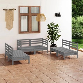 3082554 vidaXL Set mobilier de grădină, 6 piese, gri, lemn masiv de pin